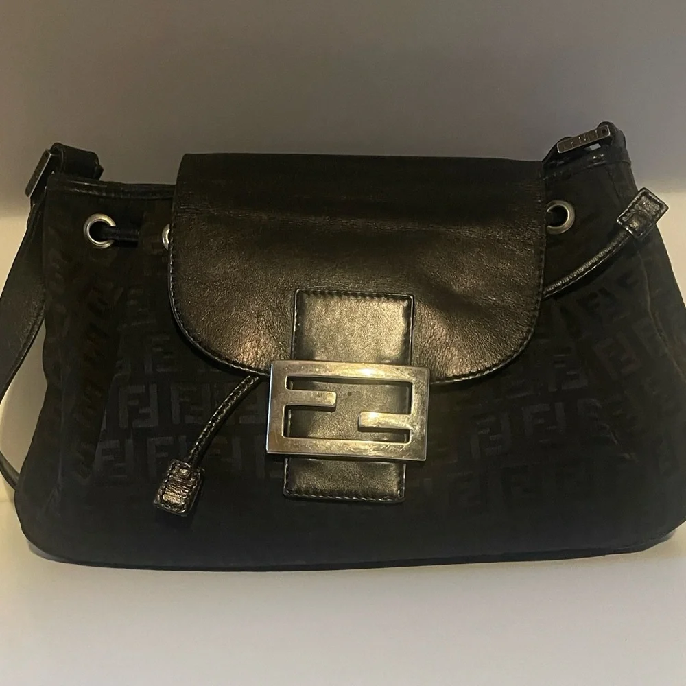 Fendi Black Zucca Print Handbag - Picture 7 of 16